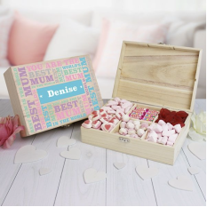 Hampers and Gifts to the UK - Send the Personalised Best Mum Wooden Sweet Box